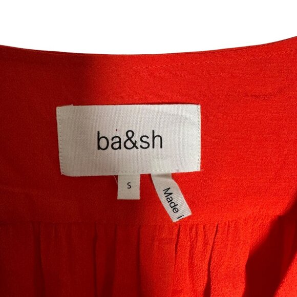 ba&sh Paris Amber Blouse Women’s Size Small Coral Embroidered V-Neck 3/4 Sleeve - Picture 5 of 9